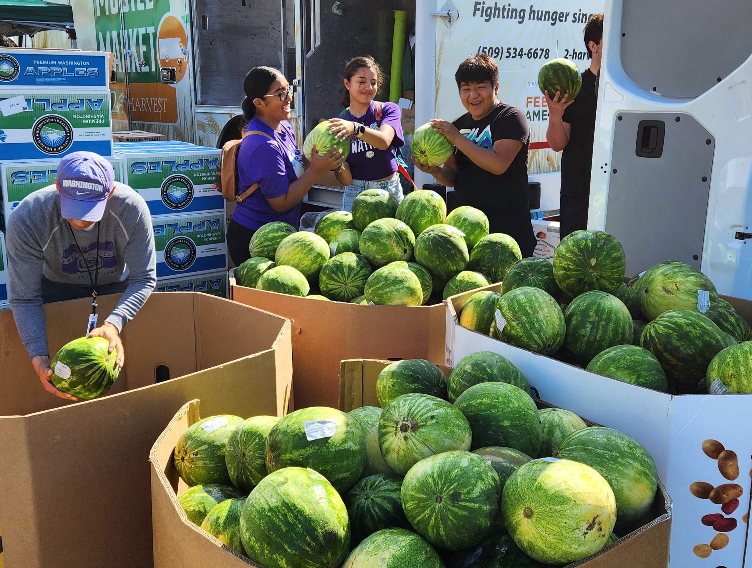Watermelons and volunteers at Ochoa Middle School