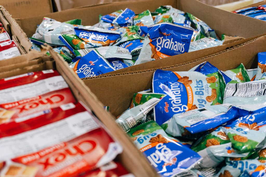 Packages of food used for Bite2Go distribution